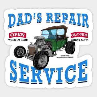 Dad's Repair Service Classic Car Hot Rod Novelty Gift Sticker